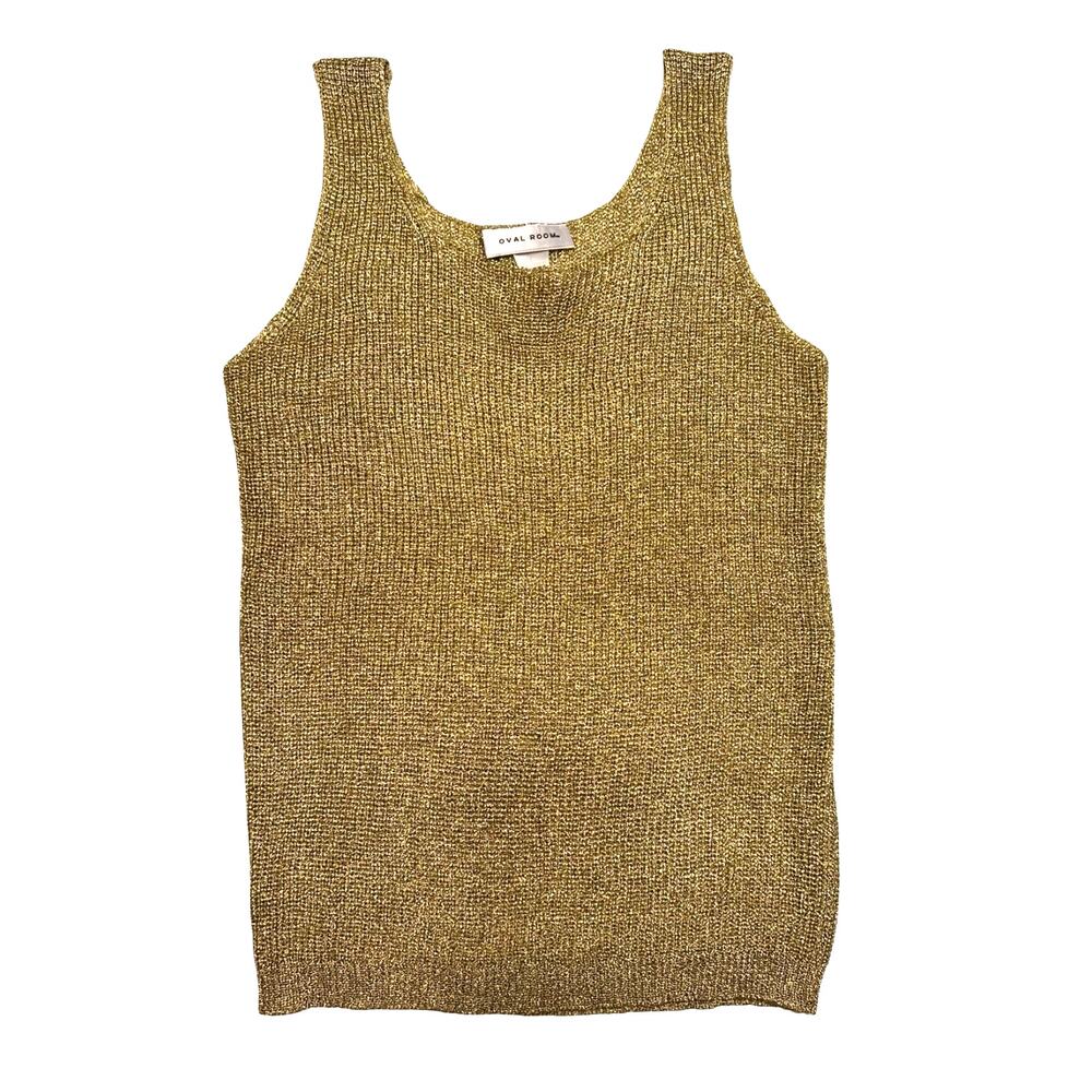 Oval Room Metallic Gold Lurex Knit Tank Size Medium